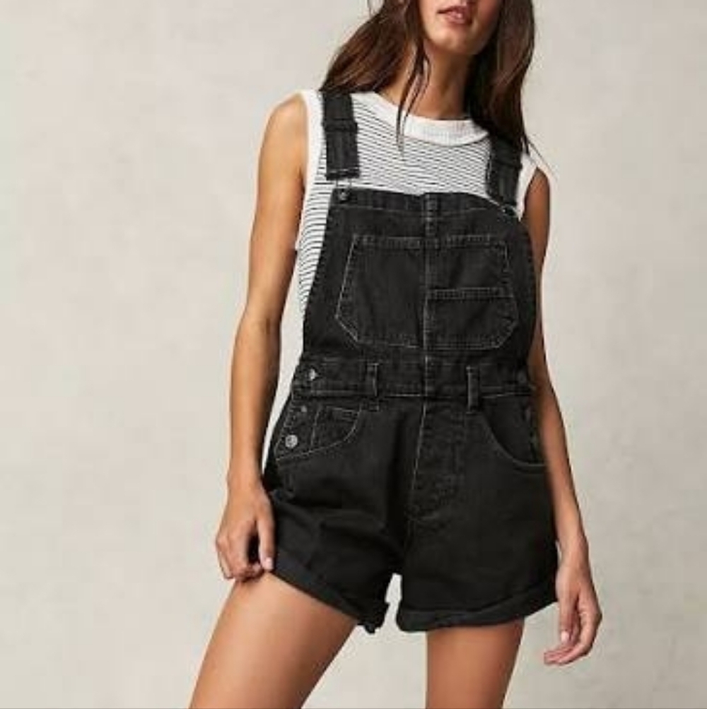 Free People We The Free Ziggy Shortalls Black Medium